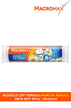 Macromax Büzgülü Çöp Torbası Orta Boy (55x60cm) Papatya Kokulu 10 Adet 