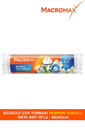 Macromax Büzgülü Çöp Torbası Orta Boy (55x60cm) Yasemin Kokulu 10 Adet 