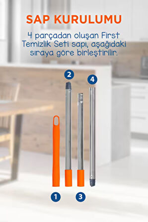 First Pratik Sıkmalı Paspas Seti Yüksek Emici Şerit Mop ve Kova