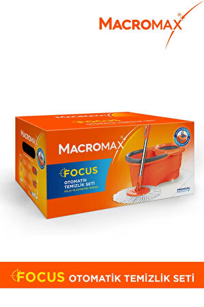Focus Otomatik Temizlik Seti, Pedalsız Döner Sıkmalı 360 Başlıklı Mikrofiber Paspas