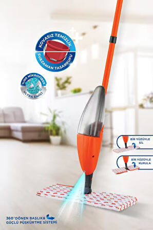 Fashion Çift Taraflı Sprey Mop, Kovasız Pratik Temizlik, 360 Döner Başlıklı Paspas