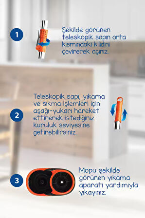 Focus Black Otomatik Temizlik Seti, Pedalsız Döner Sıkmalı 360 Başlıklı Mikrofiber Paspas