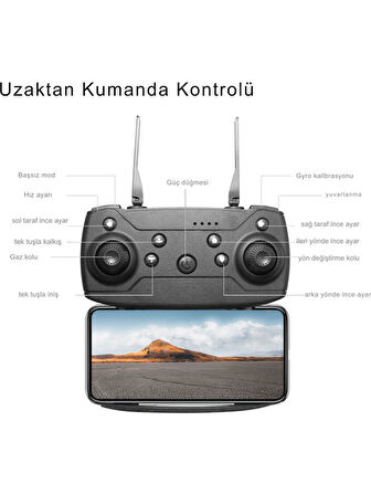 Piha E58 Drone Yeni Fırçasız Motor 2batarya Ile 30DAKİKA Uçuş Süresi Hd 720P Çift Kameralı Taşıma Çantalı OUTLET