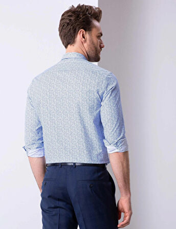 Mavi Slim Fit Armürlü Gömlek