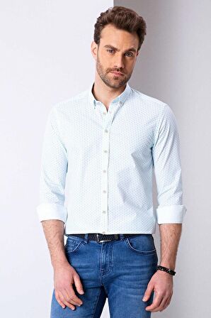 Pierre Cardin  Aqua Mavi Slim Fit Gömlek