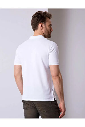 Beyaz Regular Fit Polo Yaka Basic Tişört