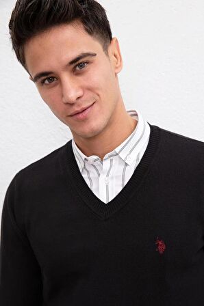 U.S. Polo Assn. Siyah Erkek Kazak