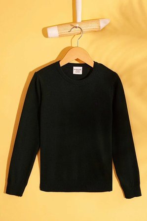 Erkek Çocuk Koyu  Basic Bisiklet Yaka Kazak