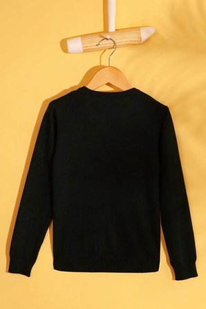 Erkek Çocuk Koyu  Basic Bisiklet Yaka Kazak