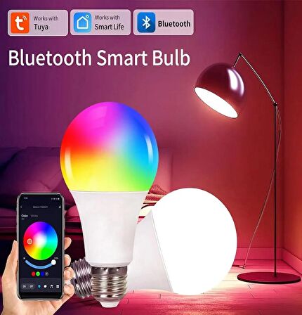 Akıllı Bluetooth Led Ampul 9W Rgb+Cct Sese Duyarlı Zaman Ayarlı Wi-fi Kontrollü Ampul