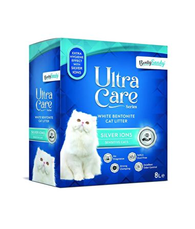 BentySandy Ultra Care Series Hassas Kediler İçin Gümüş İyonlu Kedi Kumu 8L