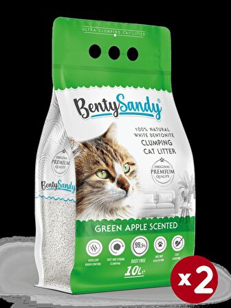 BentySandy Yeşil Elma Kokulu Kedi Kumu 10Lx2