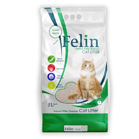 Felin Yeşil Elma Kedi Kumu 5Lt