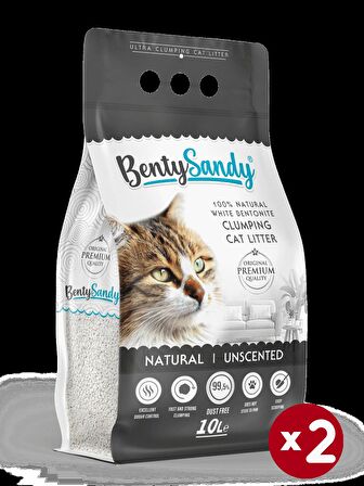 BentySandy Naturel Kokusuz Kedi Kumu 10L*2