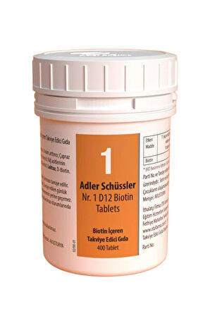 Adler Schüssler Tuzları No: 1 - D6 Biotin 400 Tablet