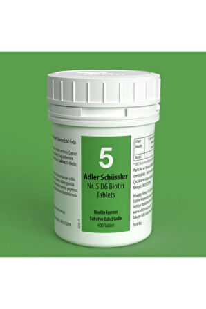 Adler Schüssler Tuzları No: 5 - D6 Biotin 400 Tablet