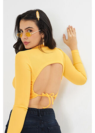 Sırt Dekolte Crop Bluz 