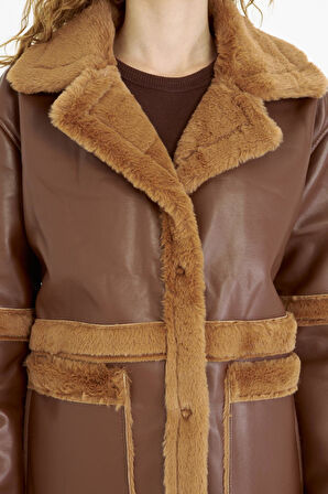 İçi Kürklü Deri Mont 