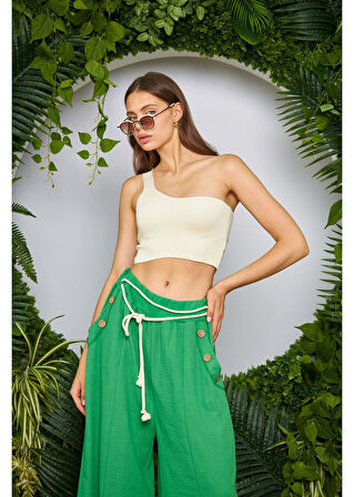 Tek Omuz Crop Top