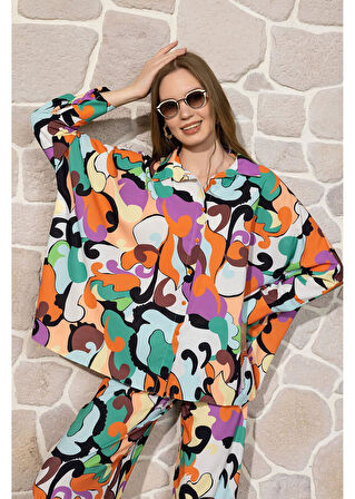 Empirme Baskılı Jessica Yarasa Gömlek 