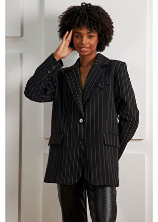 Çizgili Atlas Ceket