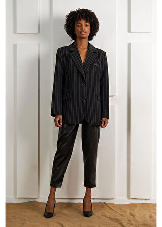 Çizgili Atlas Ceket