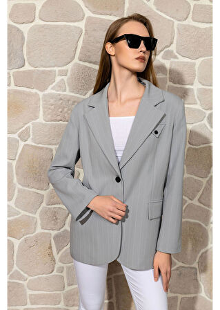 Çizgili Atlas Ceket