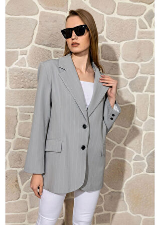 Çizgili Atlas Ceket