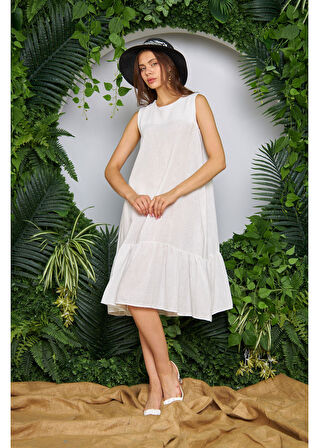 Keten Görünümlü Salaş Elbise