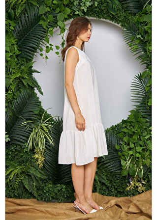 Keten Görünümlü Salaş Elbise