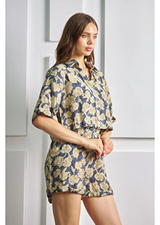 Basklı Kolu Duble Katlamalı Gömlek 