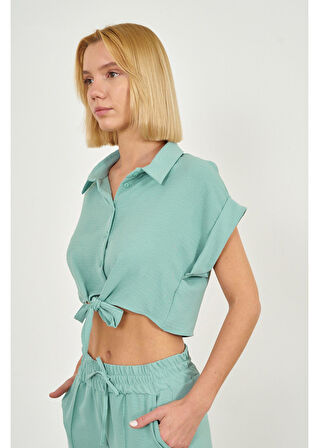 Önden Bağlamalı Kısa Aerobin Gömlek 