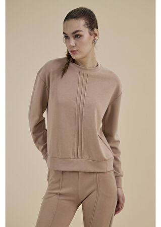 Bisiklet Yaka Uzun Kol Modal Sweatshirt