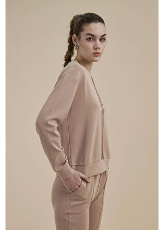 Bisiklet Yaka Uzun Kol Modal Sweatshirt