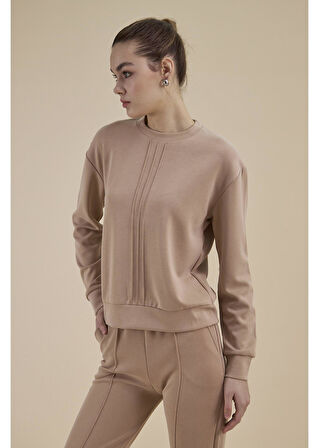 Bisiklet Yaka Uzun Kol Modal Sweatshirt