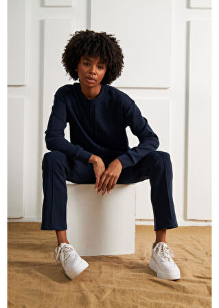 Bisiklet Yaka Uzun Kol Modal Sweatshirt