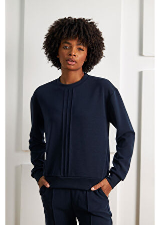 Bisiklet Yaka Uzun Kol Modal Sweatshirt