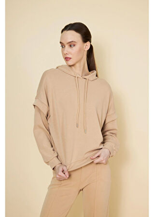 Kapüşonlu Uzun Kol Modal Sweatshirt