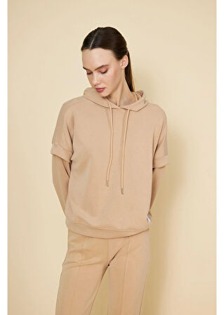Kapüşonlu Uzun Kol Modal Sweatshirt