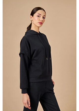 Kapüşonlu Uzun Kol Modal Sweatshirt