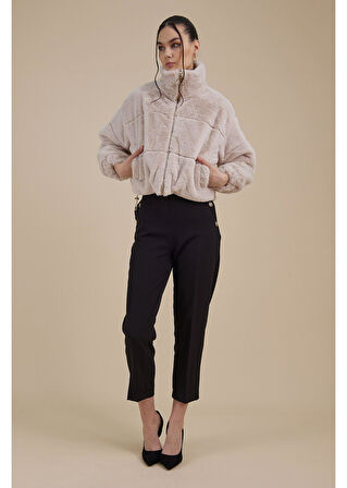 Fleto Cepli Kapitone Peluş Mont