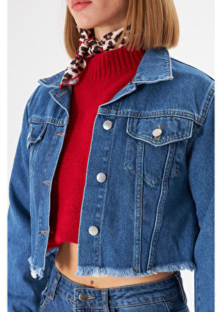 Denim Crop Ceket 