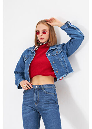 Denim Crop Ceket 