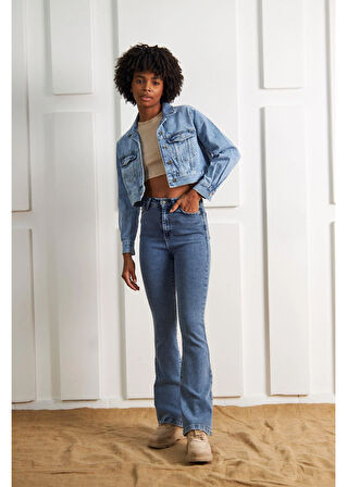 Crop Basic Denim Ceket