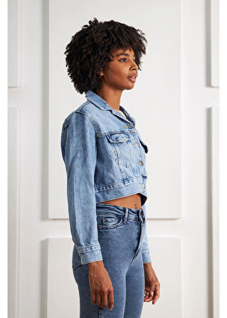 Crop Basic Denim Ceket