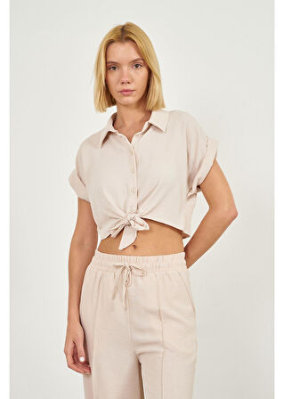 Önden Bağlamalı Kısa Aerobin Gömlek 