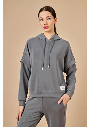 Kapüşonlu Uzun Kol Modal Sweatshirt