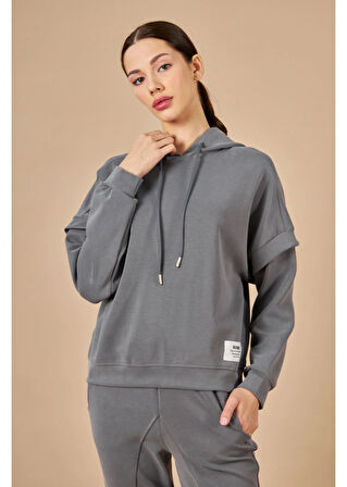 Kapüşonlu Uzun Kol Modal Sweatshirt
