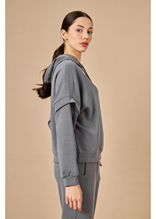 Kapüşonlu Uzun Kol Modal Sweatshirt