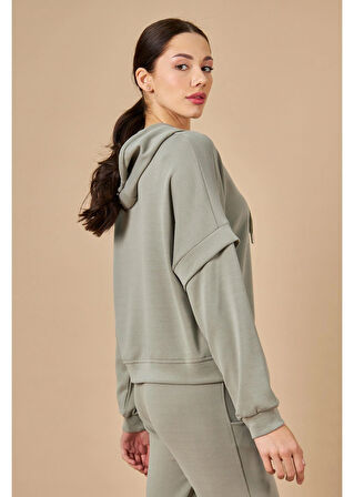 Kapüşonlu Uzun Kol Modal Sweatshirt